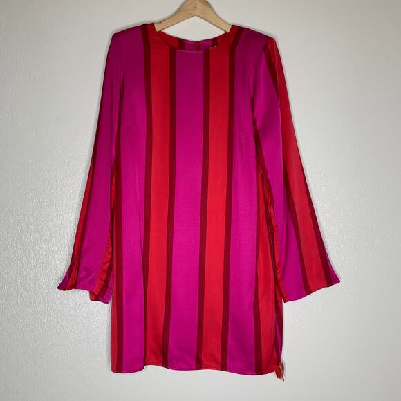 Maggie Marilyn I’m Coming Home Striped Satin Mini Dress Womens Size 6 - Picture 4 of 15